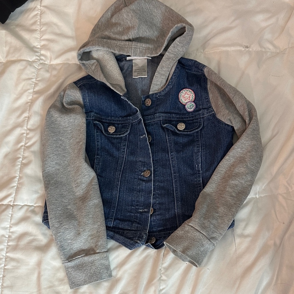 American Girl Denim and Gray Hooded Jacket